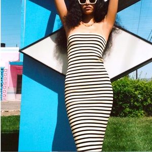 Zara knit strip midi dress